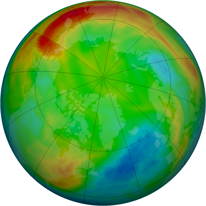 Arctic ozone map for 13 January 1981